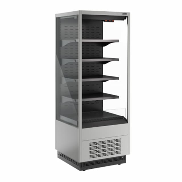 Витрина холодильная Carboma FC20-07 VM 0,7-2 0030 боковина металлическая с зеркалом (9006-9005) Cube 2 открытая