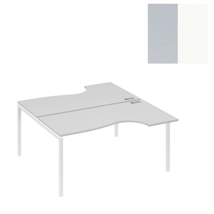 Рабочая станция Юнитекс А4 DUE (2х160) столы эргономичные Классика А4 Б2 185 СЕ (160x184x75) серый/металлокаркас белый