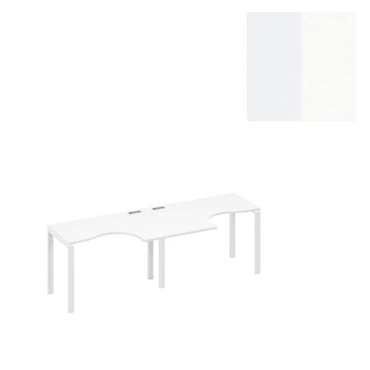 Рабочая станция Юнитекс А4 UNO (2х140) со столами Классика А4 Б1 033-2 БП (280x90x75) белый премиум/металлокаркас белый