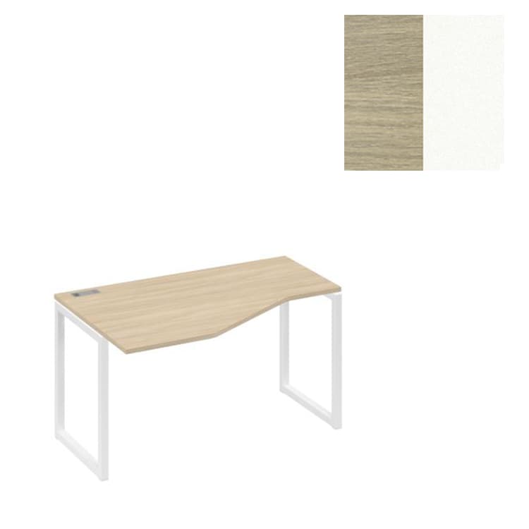 Стол эргономичный левый Юнитекс А4 "Техно" на металлокаркасе QUATTRO А4 Б4 053 ДК (140x90x75) дуб скандинавский/металлокаркас белый
