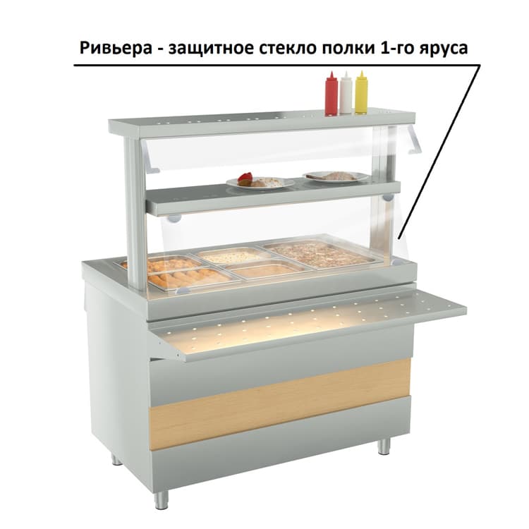 Защитное стекло ATESY Ривьера полки 1-го яруса  (1000мм)